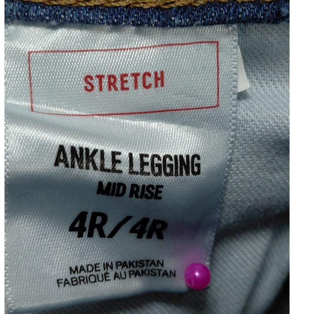 Express Ankle Legging Mid Rise Yellow Stripe Blue Jeans Women Size 4R - Picture 8 of 16